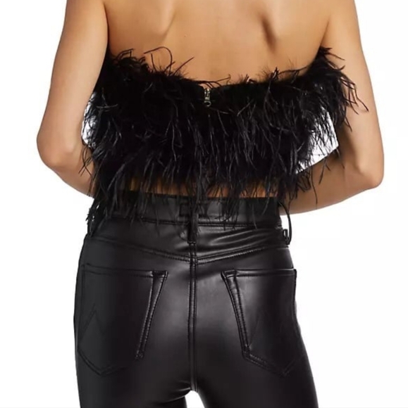 LAMARQUE Strapless Zaina Ostrich Feather Top - Picture 6 of 7